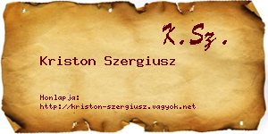 Kriston Szergiusz névjegykártya